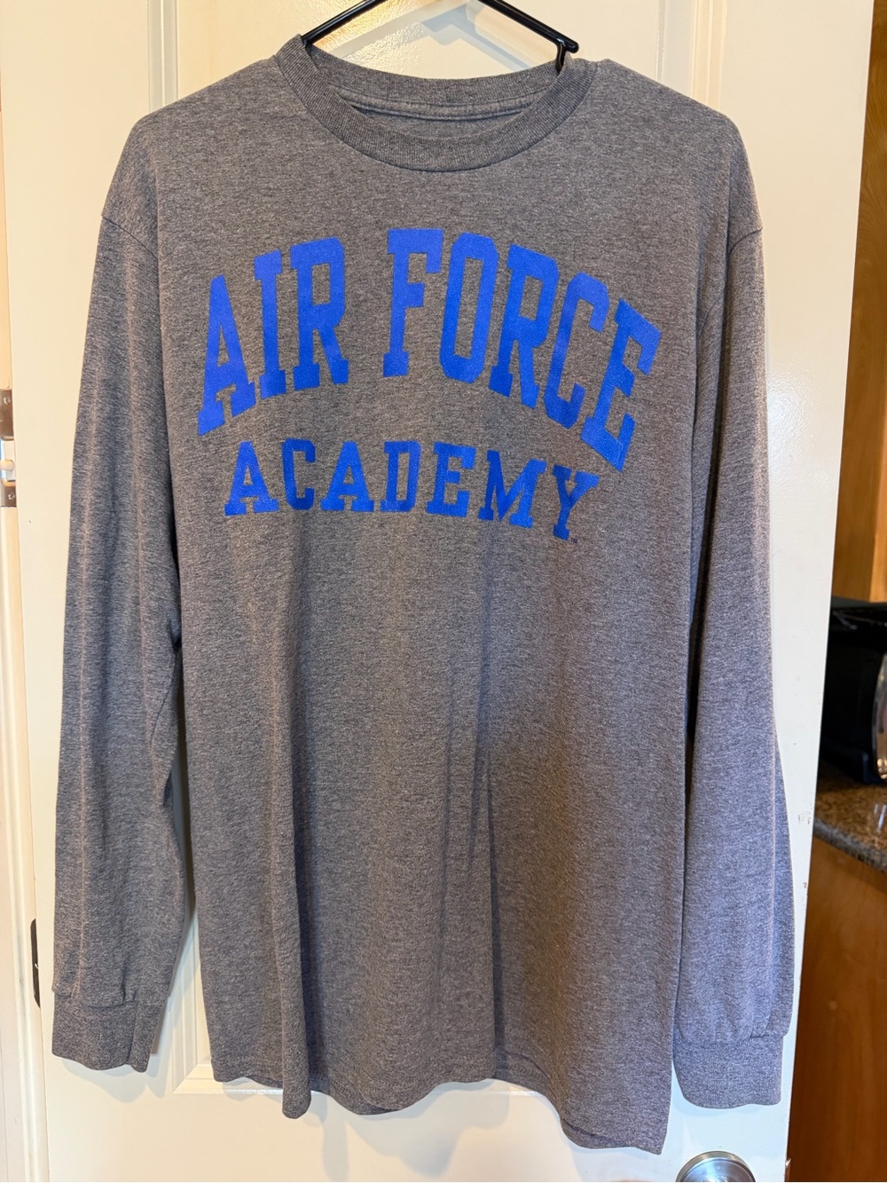 Air Force Academy Gray Long Sleeve Tshirt blue logo Medium